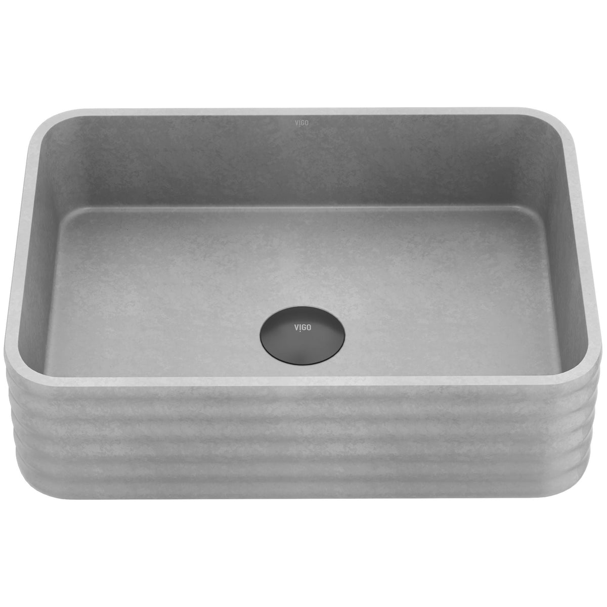 Cadman ConcretoStone 18-in Deep Grey Bathroom Sink/Basin with Rectangular Fluted Vessel P3G2 - product image 1