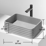 Cadman ConcretoStone 18-in Deep Grey Bathroom Sink/Basin with Rectangular Fluted Vessel P3G2 - product image 3