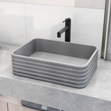Cadman ConcretoStone 18-in Deep Grey Bathroom Sink/Basin with Rectangular Fluted Vessel P3G2 - product image 6