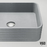 Cadman ConcretoStone 18-in Deep Grey Bathroom Sink/Basin with Rectangular Fluted Vessel P3G2 - product image 8