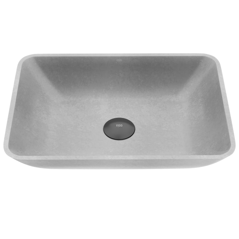Duomo Gothic ConcretoStone 18x13-in Deep Grey Bathroom Sink/Basin with Rectangular Vessel Y5S0
