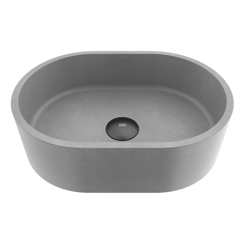 Giralda Gothic ConcretoStone 16x11-in Deep Grey Bathroom Sink/Basin with Rectangular Vessel T6Q6