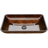 Glass Rectangular Vessel Bathroom Sink/Basin with Rounded Edges & Deep Bowl, Russet U4K6 - product image 1