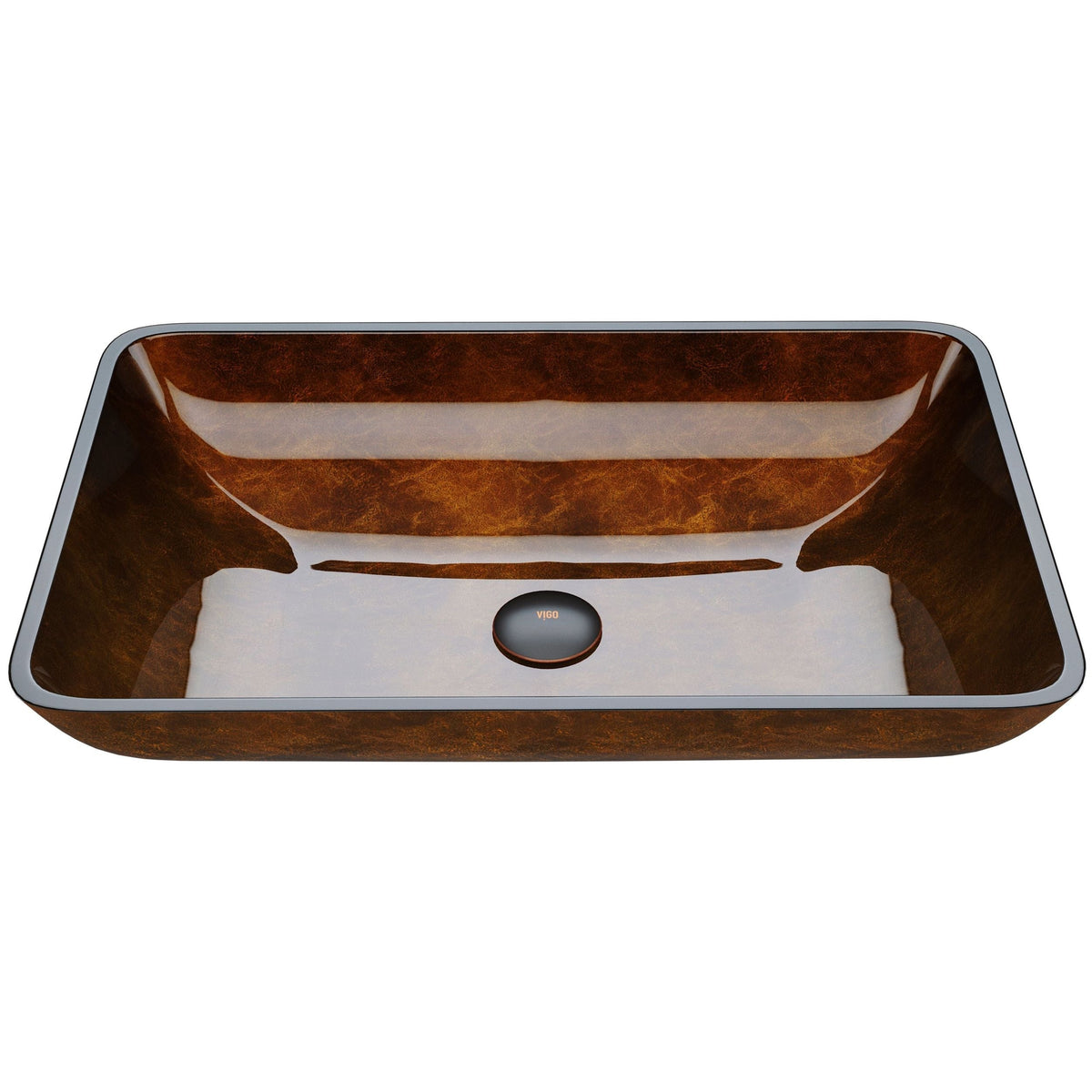 Glass Rectangular Vessel Bathroom Sink/Basin with Rounded Edges & Deep Bowl, Russet U4K6 - product image 1
