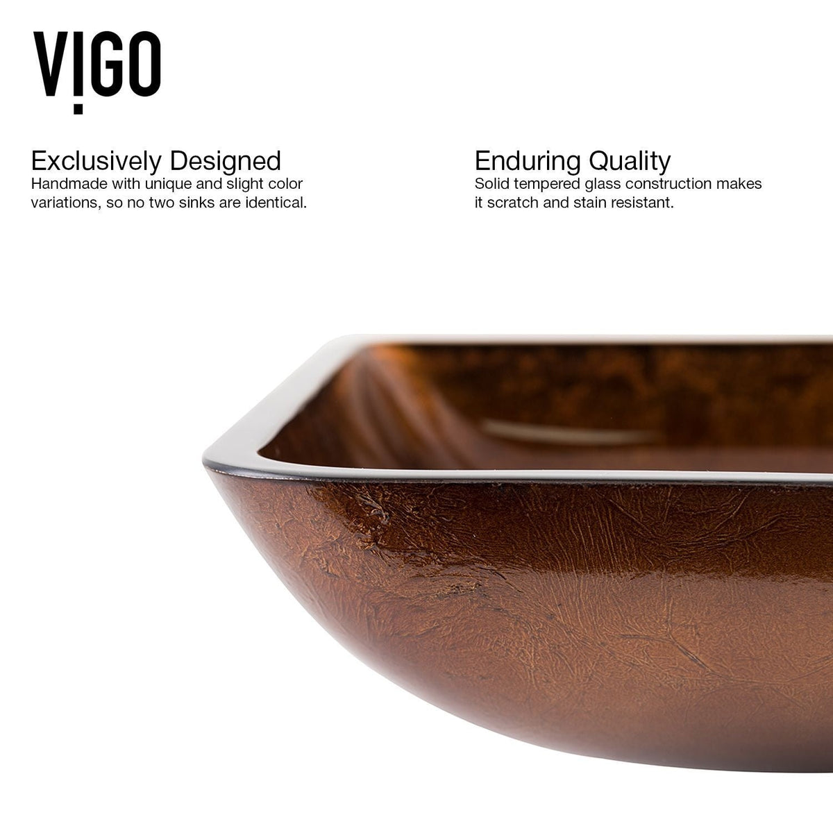 Glass Rectangular Vessel Bathroom Sink/Basin with Rounded Edges & Deep Bowl, Russet U4K6 - product image 4