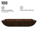 Glass Rectangular Vessel Bathroom Sink/Basin with Rounded Edges & Deep Bowl, Russet U4K6 - product image 5
