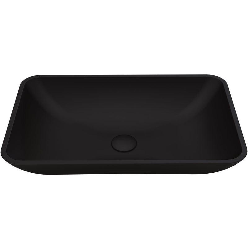 Hadyn Glass Rectangular Vessel Bathroom Sink/Basin with Rounded Edges & Deep Bowl, Black K9Q3