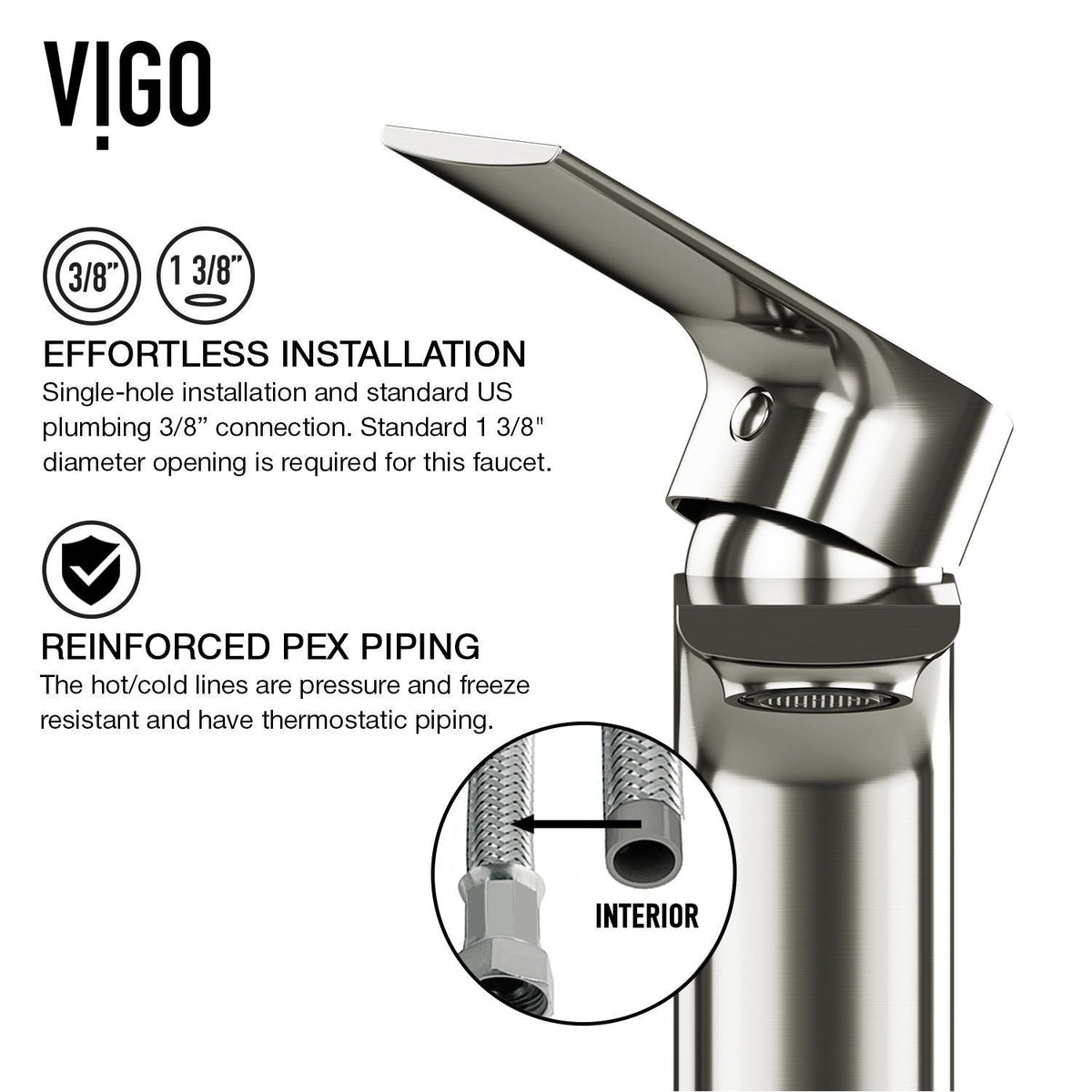 Norfolk Single Handle Vessel Bathroom Sink Faucet, WaterSense Certified, Brushed Nickel S6K2 - product image 5