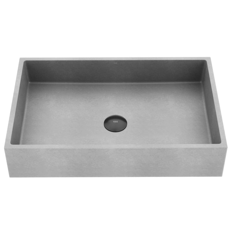 Orvieto Gothic ConcretoStone 24x15-in Deep Grey Bathroom Sink/Basin with Rectangular Vessel B6N4