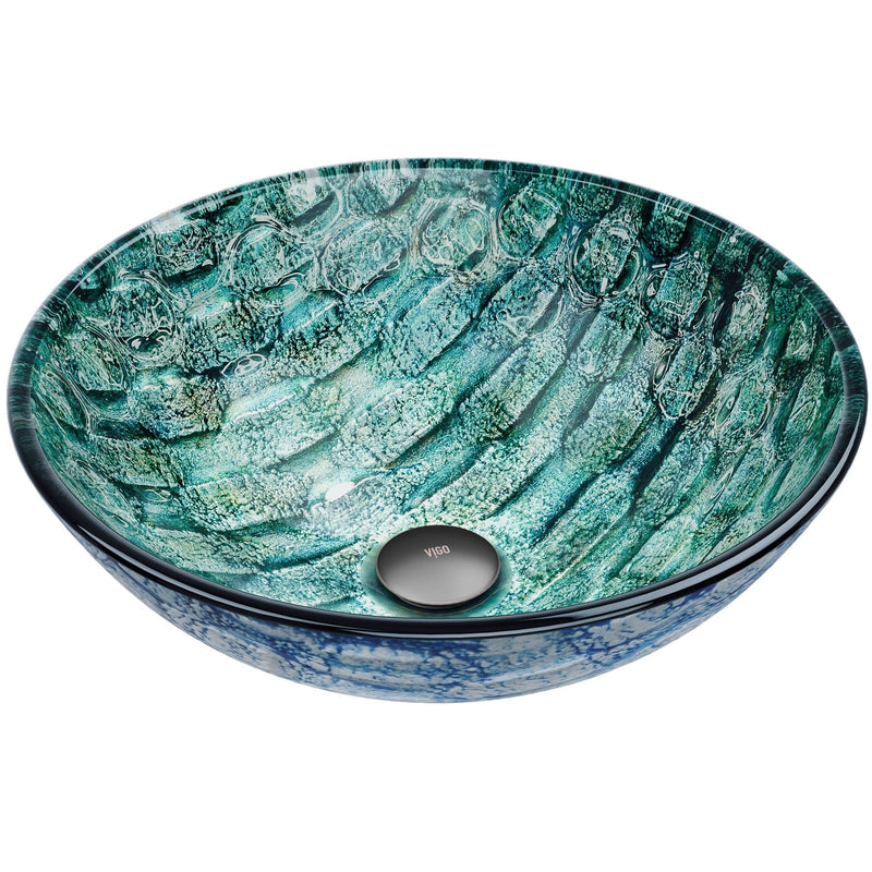 Round Glass Vessel Bathroom Sink/Basin with Scratch-Resistant Surface, Oceania A6U8