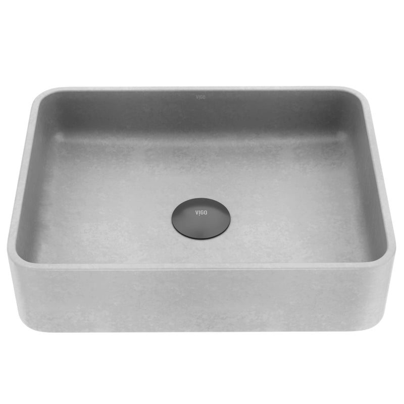 Segovia Gothic ConcretoStone 16x12-in Deep Grey Bathroom Sink/Basin with Rectangular Vessel I5A3