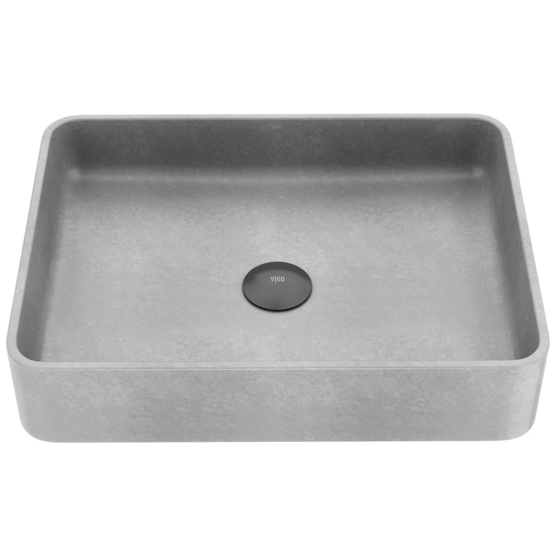 Tarragona Gothic ConcretoStone 19x14-in Deep Grey Bathroom Sink/Basin with Rectangular Vessel S6Q0